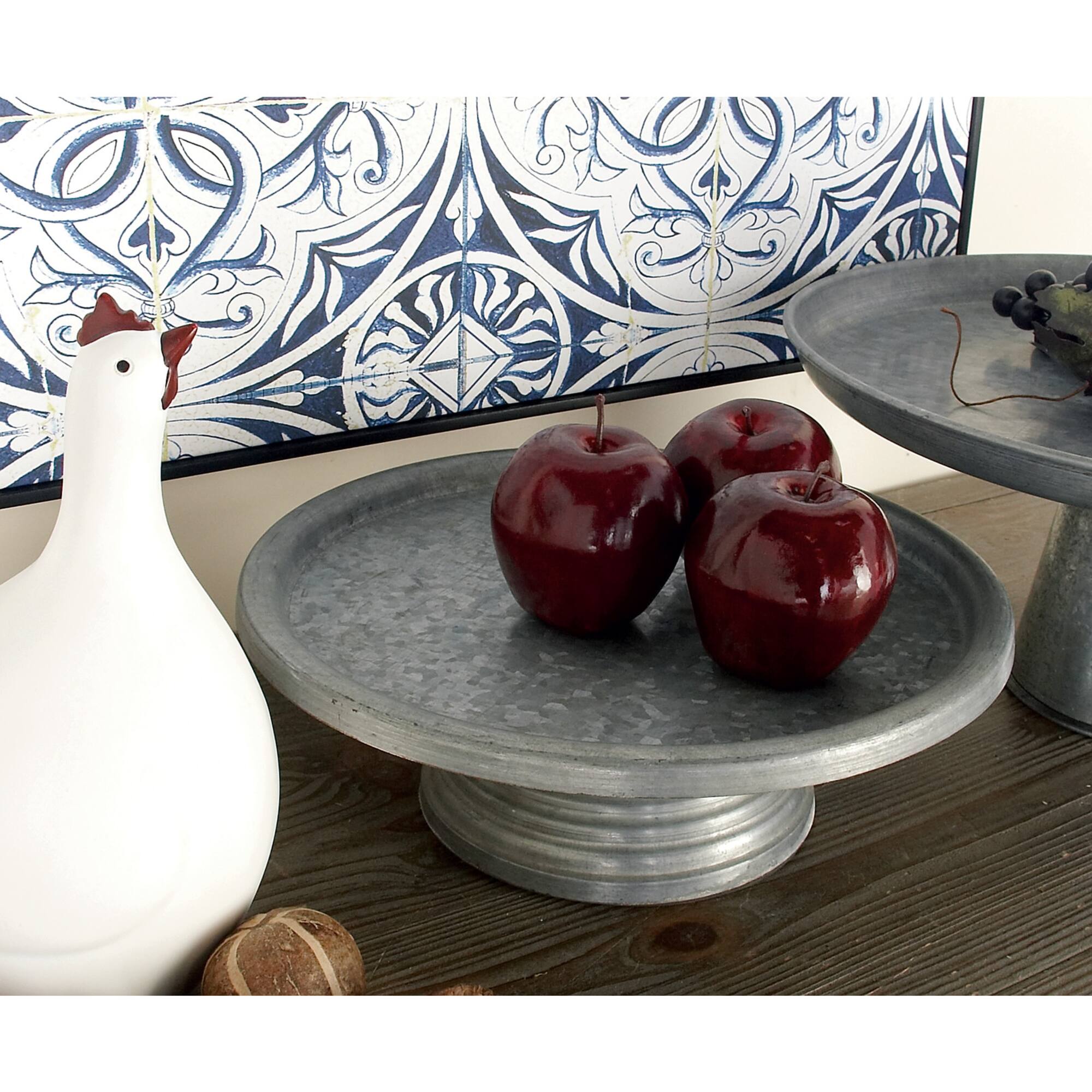 Grey Iron Farmhouse Cake Stand, 4" x 13" x 13"